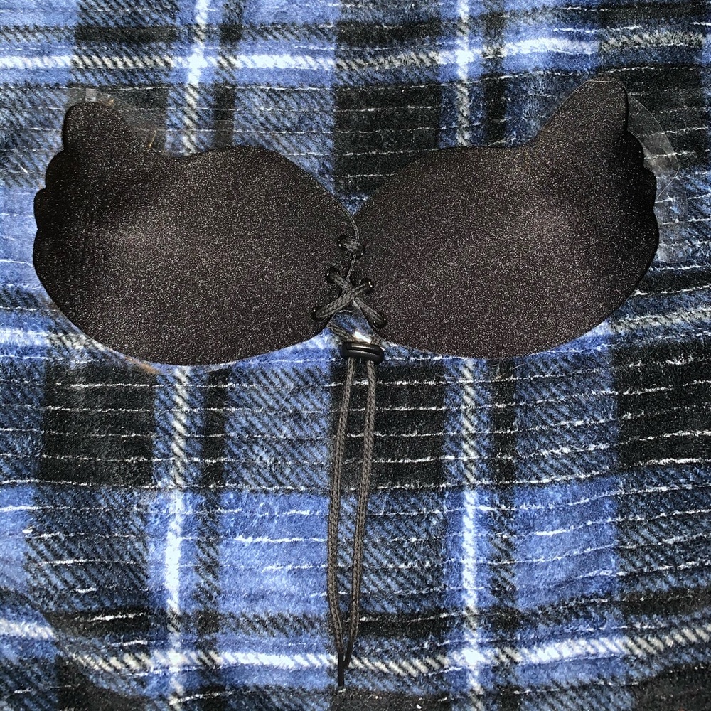 Lace up solid self adhesive bra